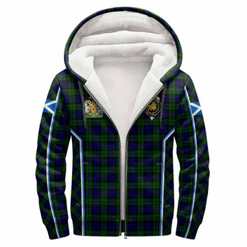 Campbell Tartan Crest Sherpa Hoodie Scotland Coat of Arm Flag Style