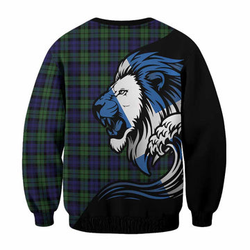 Campbell Tartan Crest Sweatshirt Scottish Golden Lions Wave Flow
