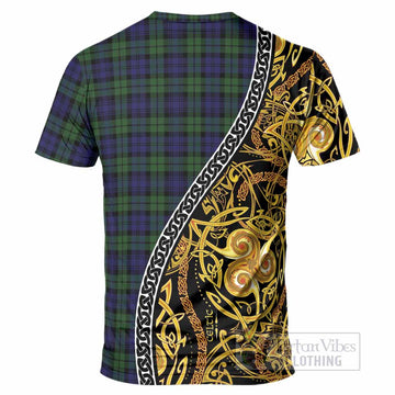 Campbell Tartan Crest T-Shirt Celtic Knot and Triple Trickle Spiral Symbols