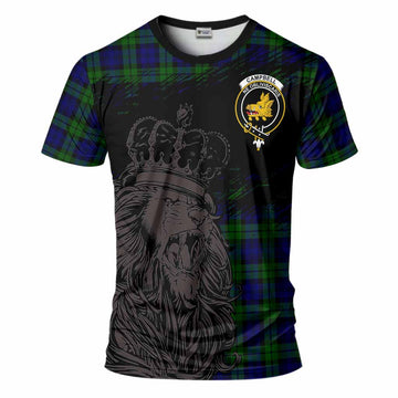 Campbell Tartan Crest T-Shirt Crowned Lion Heritage Style