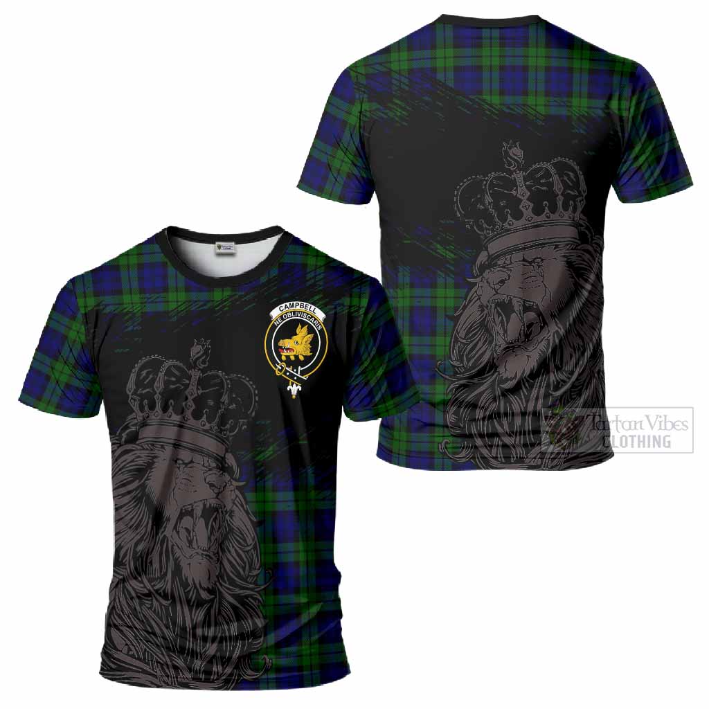 Campbell Tartan Crest T-Shirt Crowned Lion Heritage Style