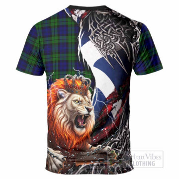 Campbell Tartan Crest T-Shirt Heritage Flag Grunge Celtic Knot and Lion Rampant