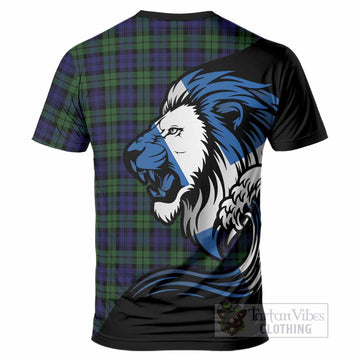 Campbell Tartan Crest T-Shirt Scottish Golden Lions Wave Flow