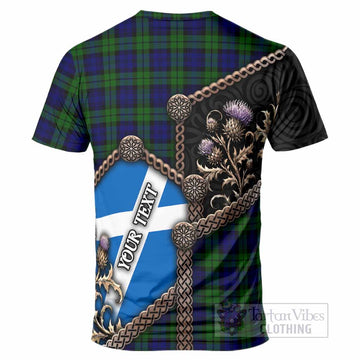 Campbell Tartan Crest T-Shirt Scottish Thistle Loch Ness Monster