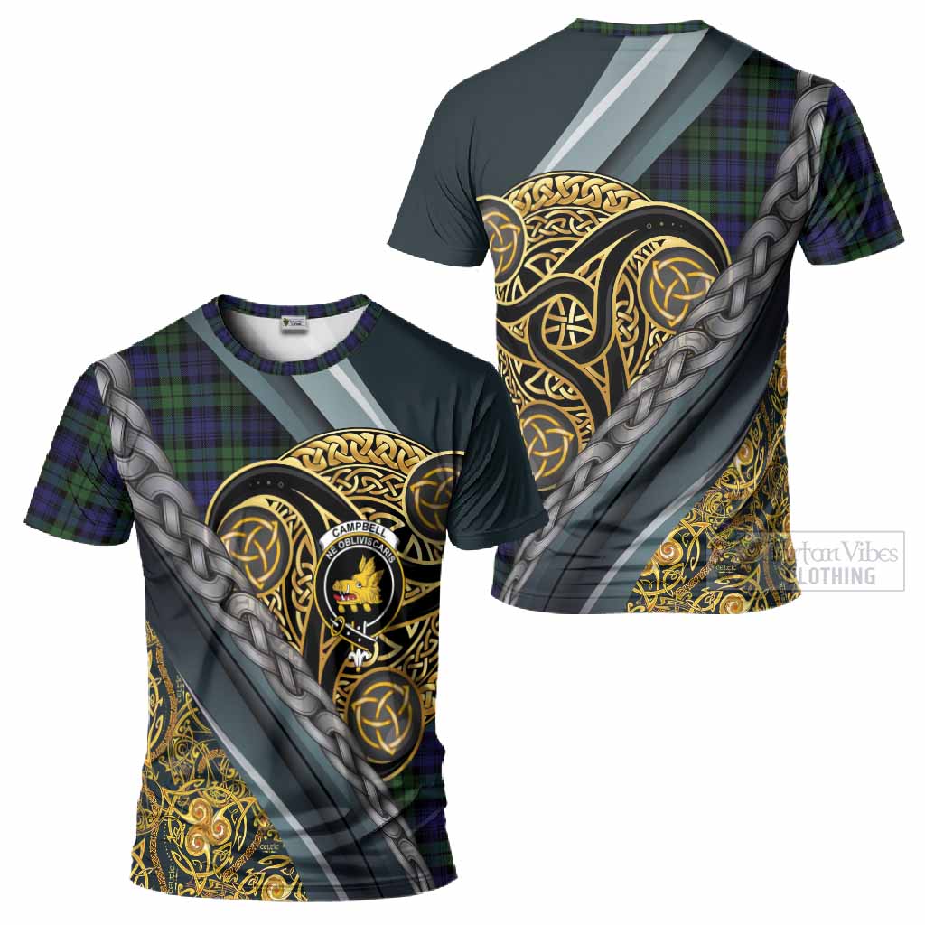 Campbell Tartan Crest T-Shirt Scottish Triskele Celtic