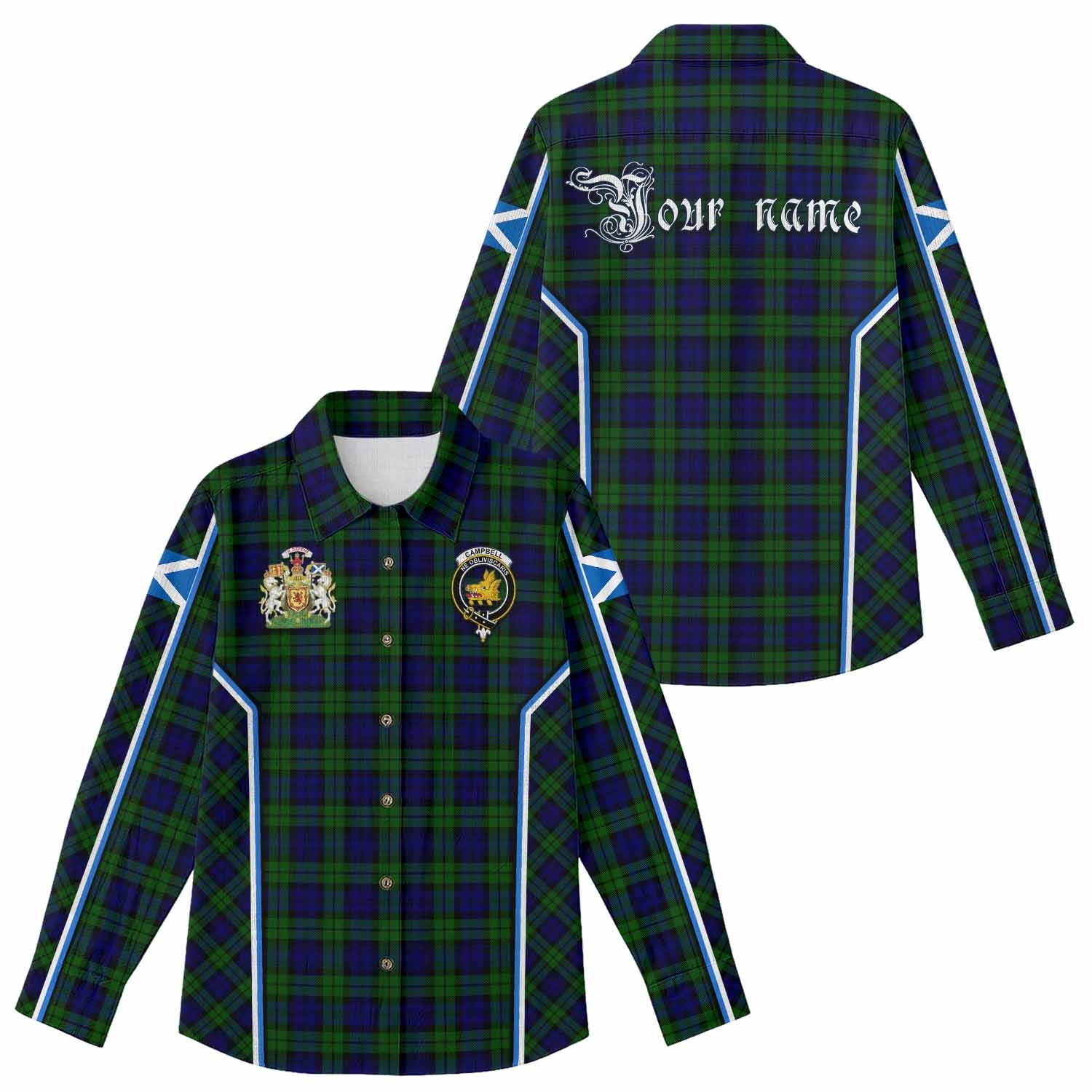 Campbell Tartan Crest Women Casual Shirt Scotland Coat of Arm Flag Style - Tartan Vibes Clothing