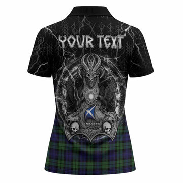 Campbell Tartan Crest Women Polo Shirt Celtic Odin's Raven Legacy