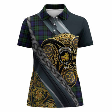 Campbell Tartan Crest Women Polo Shirt Scottish Triskele Celtic
