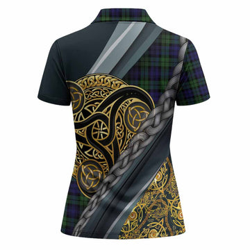 Campbell Tartan Crest Women Polo Shirt Scottish Triskele Celtic