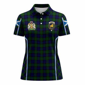 Campbell Tartan Crest Women's Polo Shirt Scotland Coat of Arm Flag Style