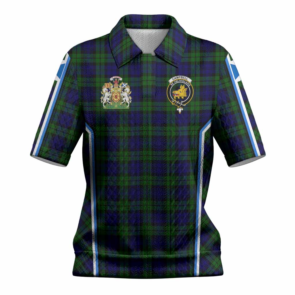 Campbell Tartan Crest Women’s Polo Sweater Top Scotland Coat of Arm Flag Style