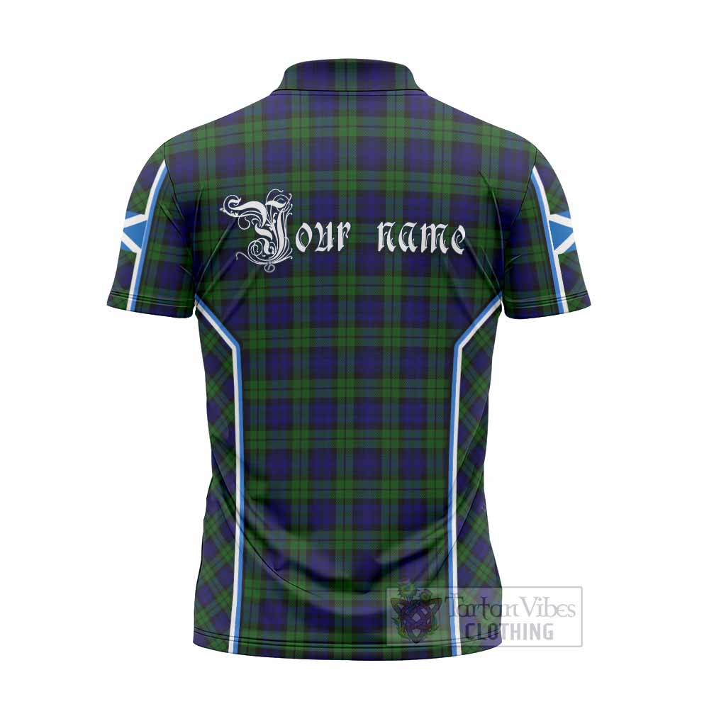 Campbell Tartan Crest Zipper Polo Shirt Scotland Coat of Arm Flag Style - Tartan Vibes Clothing