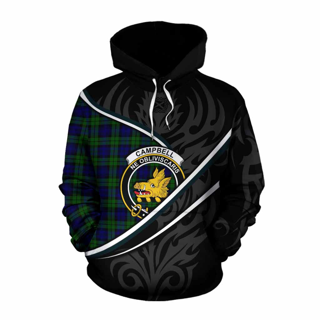 Campbell Tartan Family Crest Cotton Hoodie Celtic Scottish Thistle Floral - Tartan Vibes Clothing