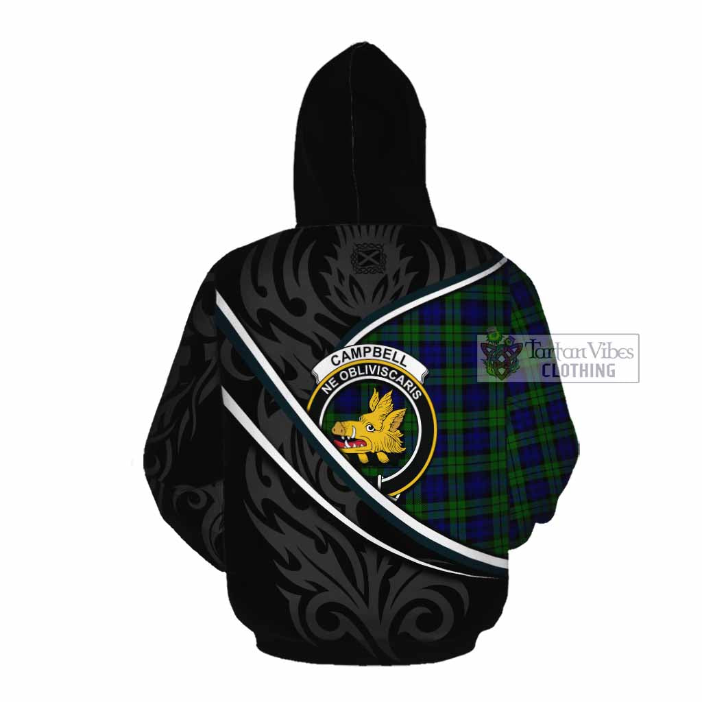Campbell Tartan Family Crest Cotton Hoodie Celtic Scottish Thistle Floral - Tartan Vibes Clothing