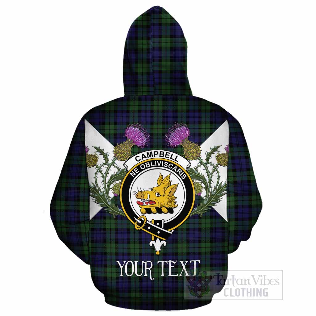 Campbell Tartan Family Crest Cotton Hoodie Scottish Burns Night Thistle Floral