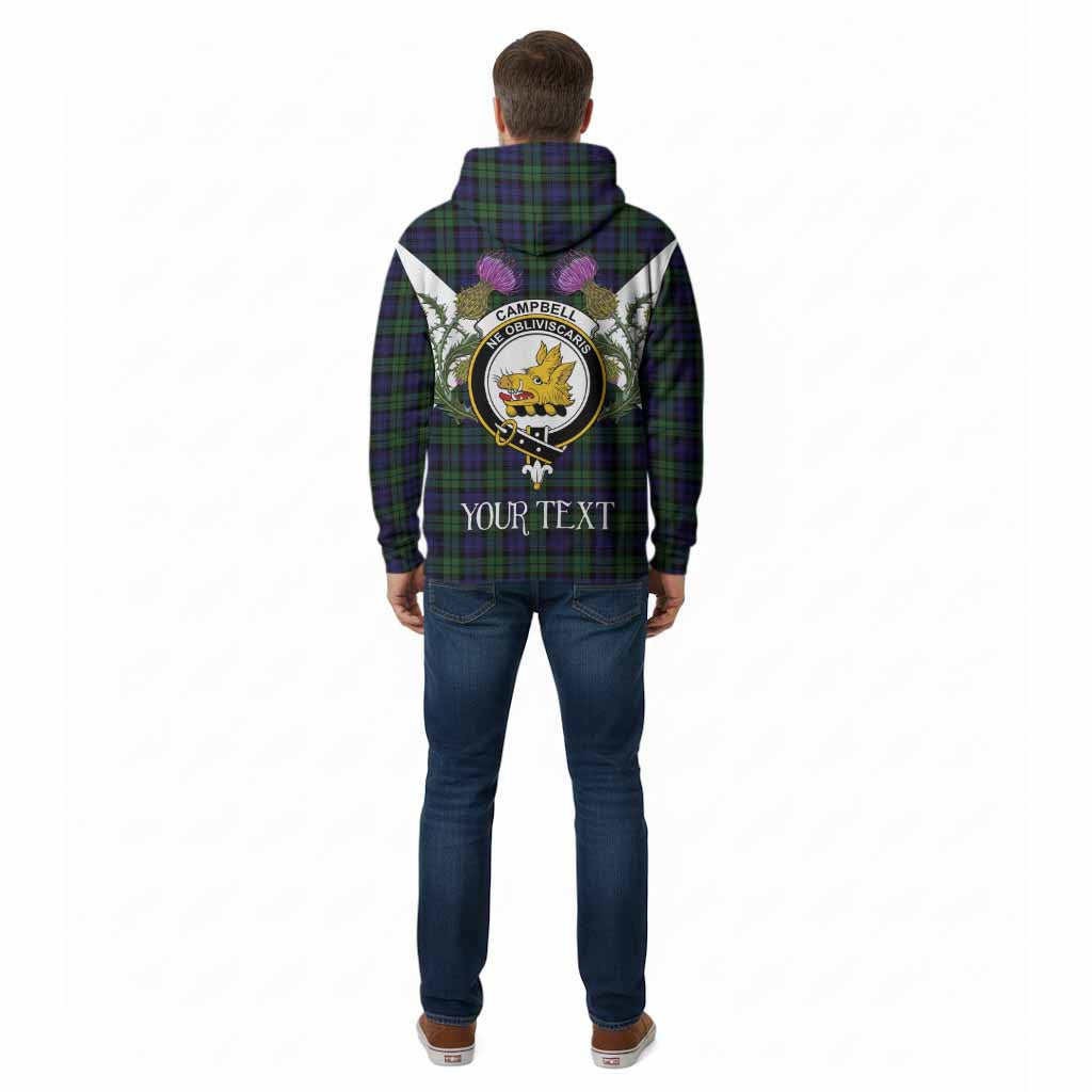 Campbell Tartan Family Crest Cotton Hoodie Scottish Burns Night Thistle Floral