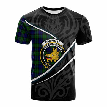 Campbell Tartan Family Crest Cotton T-shirt Celtic Scottish Thistle Floral