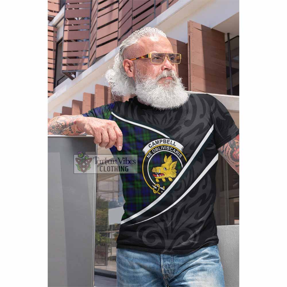Campbell Tartan Family Crest Cotton T-shirt Celtic Scottish Thistle Floral - Tartan Vibes Clothing