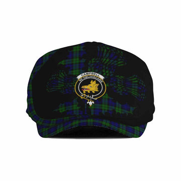 Campbell Tartan Family Crest Flat Cap, Jeff Cap Scotland Thistle Floral