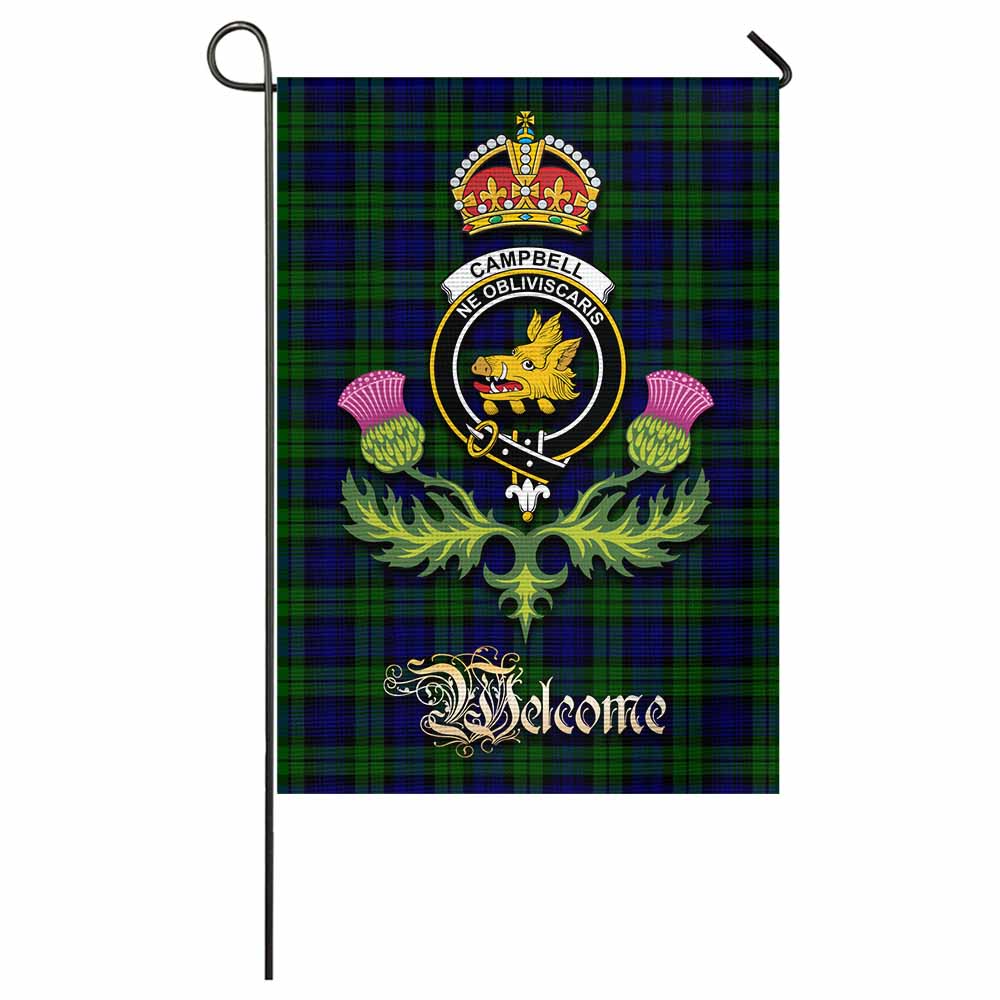Campbell Tartan Family Crest Garden Flag Royal Thistle Welcome Style - Tartan Vibes Clothing