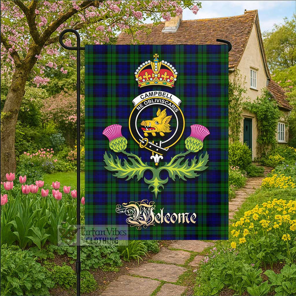 Campbell Tartan Family Crest Garden Flag Royal Thistle Welcome Style
