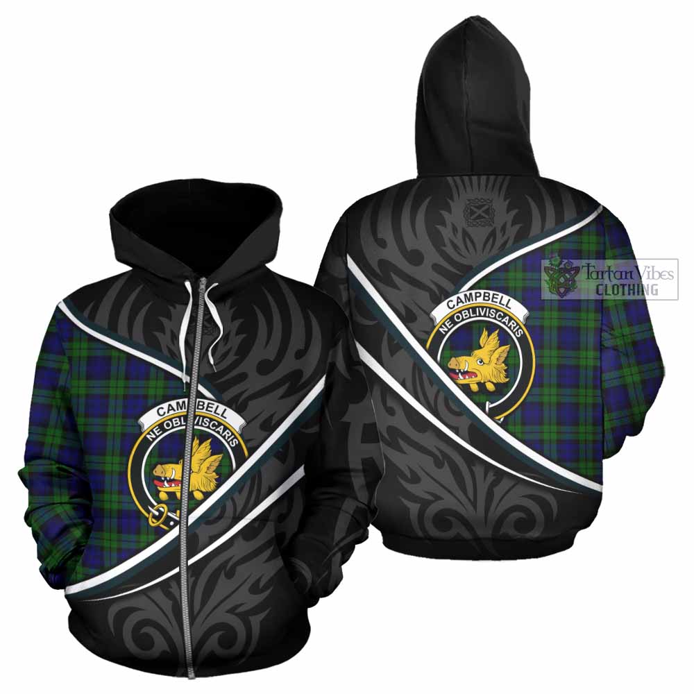 Campbell Tartan Family Crest Hoodie Celtic Scottish Thistle Floral - Tartan Vibes Clothing