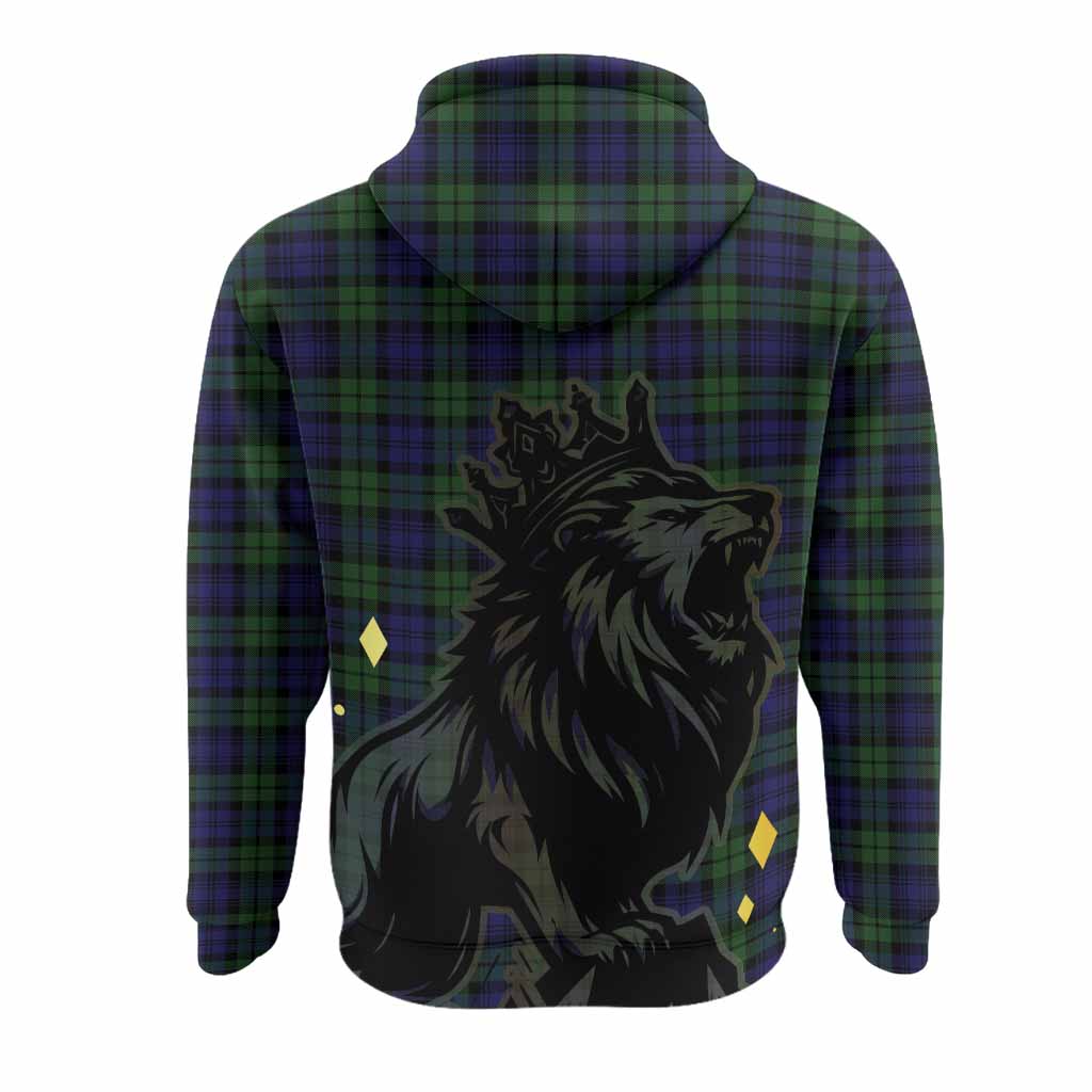 Campbell Tartan Family Crest Hoodie Crowned Lion Roaring