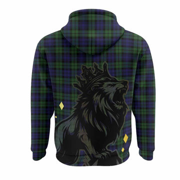 Campbell Tartan Family Crest Hoodie Crowned Lion Roaring