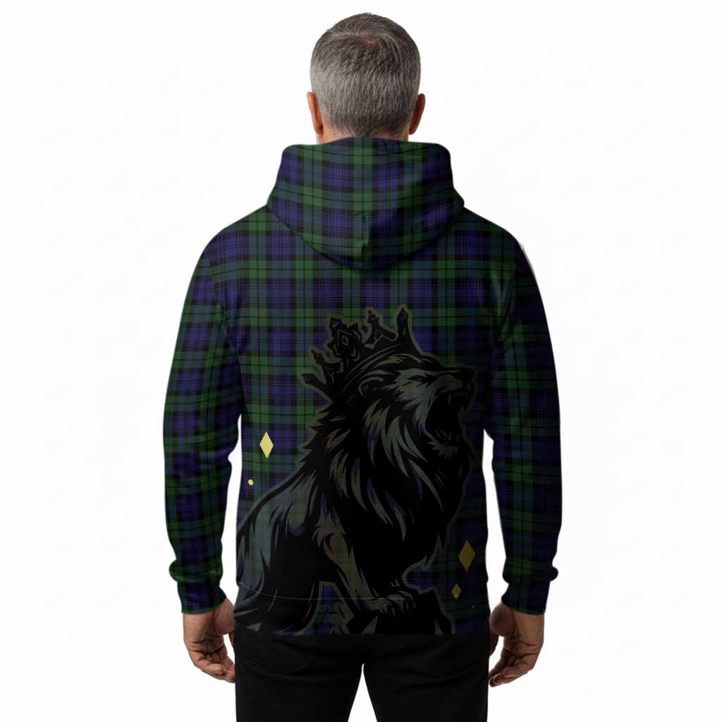 Campbell Tartan Family Crest Hoodie Crowned Lion Roaring