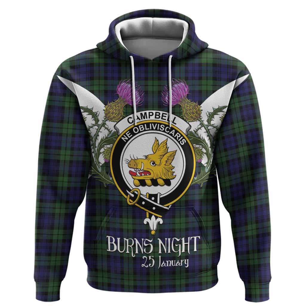 Campbell Tartan Family Crest Hoodie Scottish Burns Night Thistle Floral
