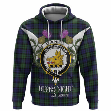 Campbell Tartan Family Crest Hoodie Scottish Burns Night Thistle Floral