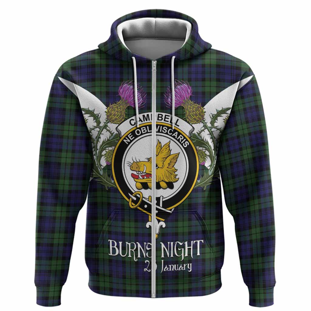 Campbell Tartan Family Crest Hoodie Scottish Burns Night Thistle Floral