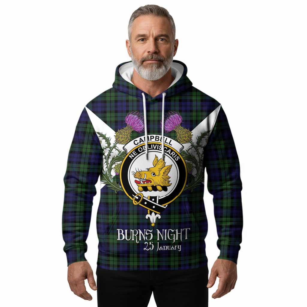 Campbell Tartan Family Crest Hoodie Scottish Burns Night Thistle Floral