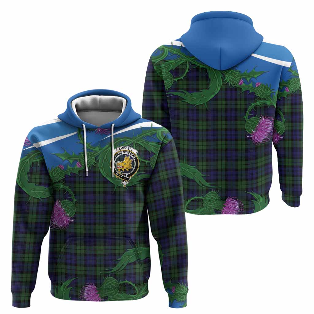 Campbell Tartan Family Crest Hoodie Thistle in Minimalism