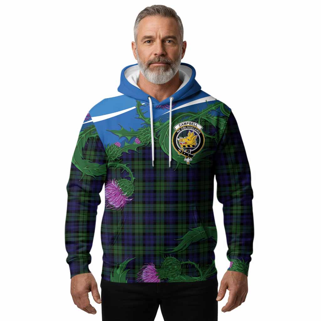 Campbell Tartan Family Crest Hoodie Thistle in Minimalism
