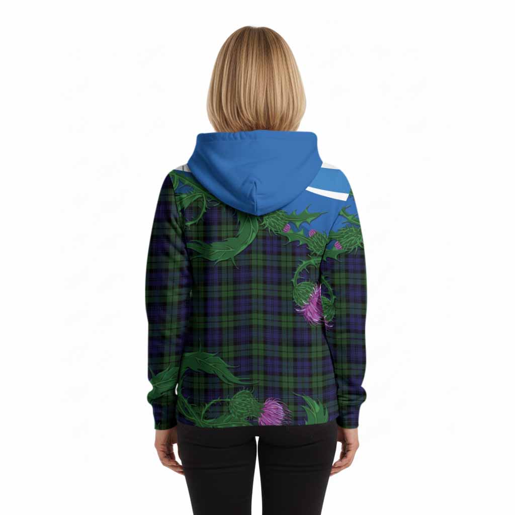 Campbell Tartan Family Crest Hoodie Thistle in Minimalism