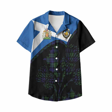 Campbell Tartan Family Crest Kid Hawaiian Shirt Scotland Thistle Floral Flag Style