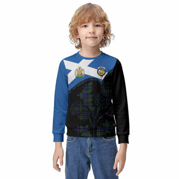 Campbell Tartan Family Crest Kid Knitted Sweatshirt Scotland Thistle Floral Flag Style