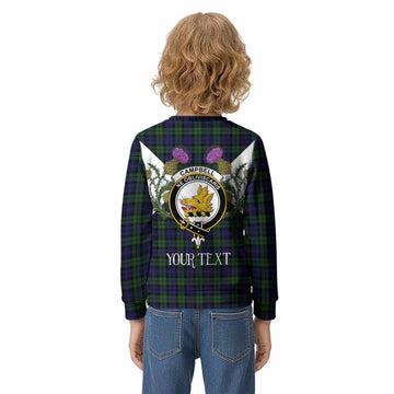 Campbell Tartan Family Crest Kid Knitted Sweatshirt Scottish Burns Night Thistle Floral
