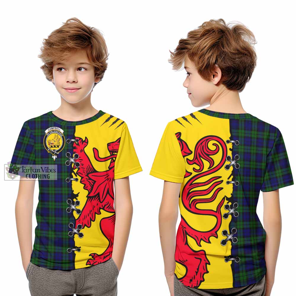 Campbell Tartan Family Crest Kid T-shirt Lion Rampant Honor - Tartan Vibes Clothing