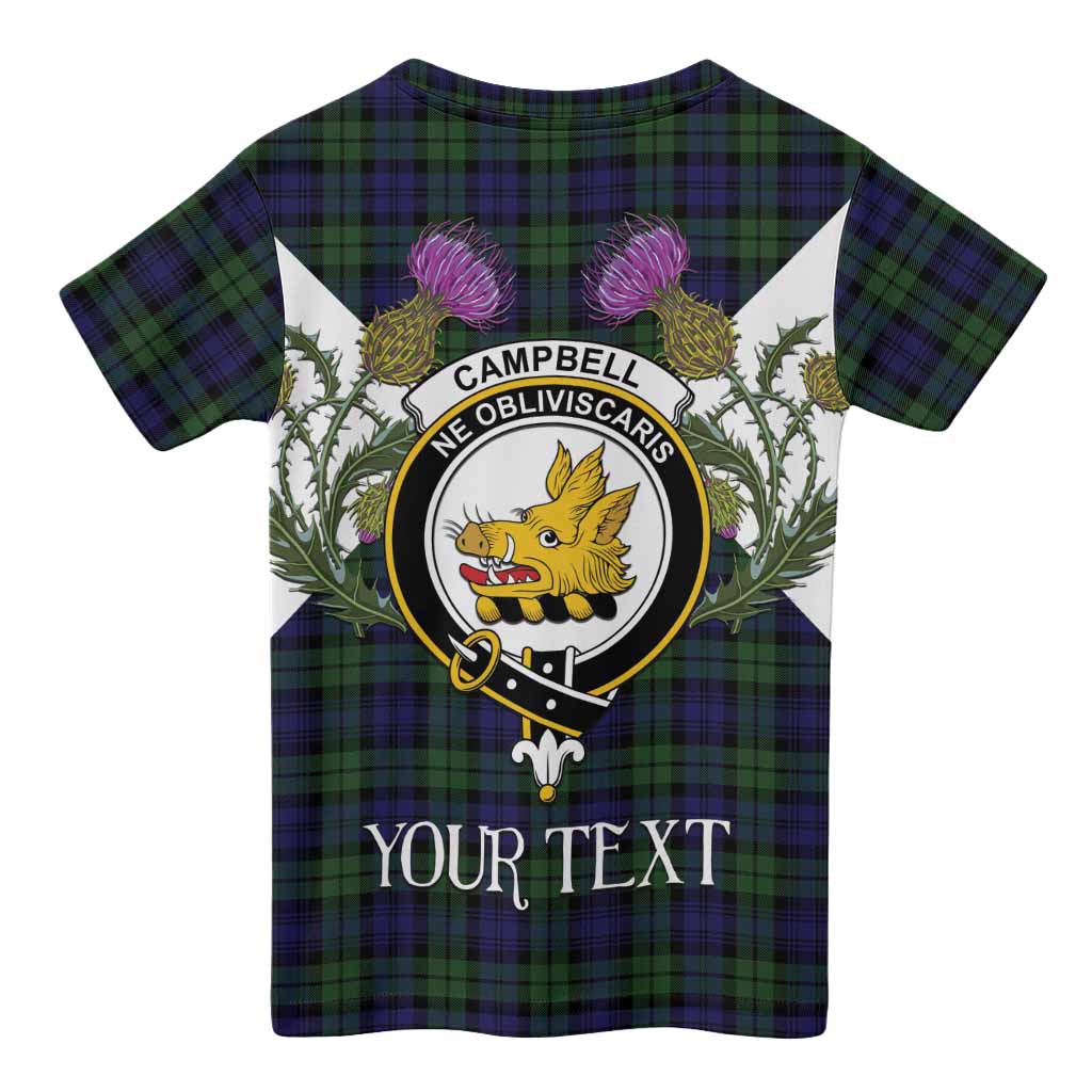 Campbell Tartan Family Crest Kid T-shirt Scottish Burns Night Thistle Floral