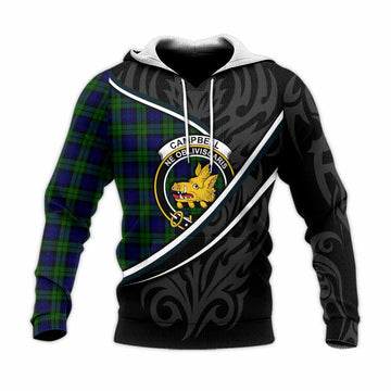 Campbell Tartan Family Crest Knitted Hoodie Celtic Scottish Thistle Floral