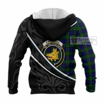 Campbell Tartan Family Crest Knitted Hoodie Celtic Scottish Thistle Floral