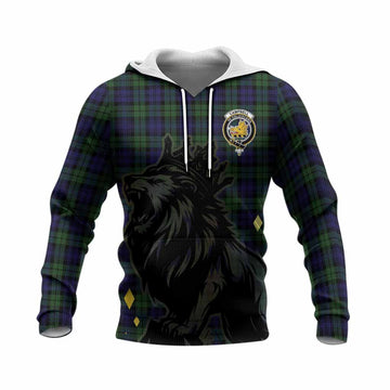 Campbell Tartan Family Crest Knitted Hoodie Crowned Lion Roaring