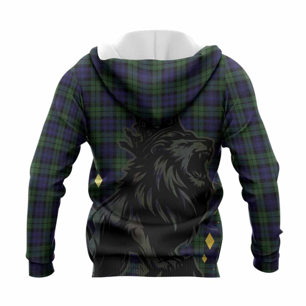 Campbell Tartan Family Crest Knitted Hoodie Crowned Lion Roaring