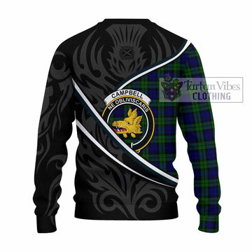 Campbell Tartan Family Crest Knitted Sweater Celtic Scottish Thistle Floral