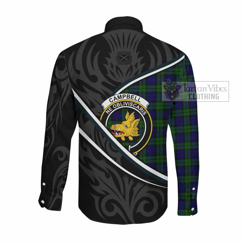 Campbell Tartan Family Crest Long Sleeve Button Shirts Celtic Scottish Thistle Floral - Tartan Vibes Clothing