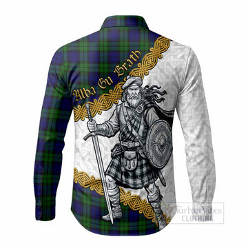 Campbell Tartan Family Crest Long Sleeve Button Shirts Scottish Highland Warrior Celtic Alba Gu Brath