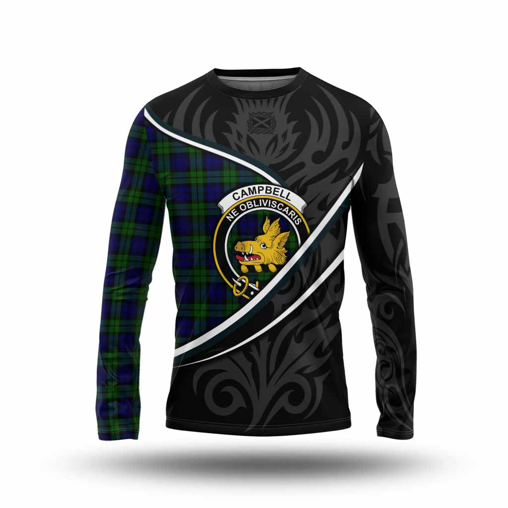Campbell Tartan Family Crest Long Sleeve T-Shirt Celtic Scottish Thistle Floral - Tartan Vibes Clothing