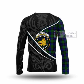 Campbell Tartan Family Crest Long Sleeve T-Shirt Celtic Scottish Thistle Floral